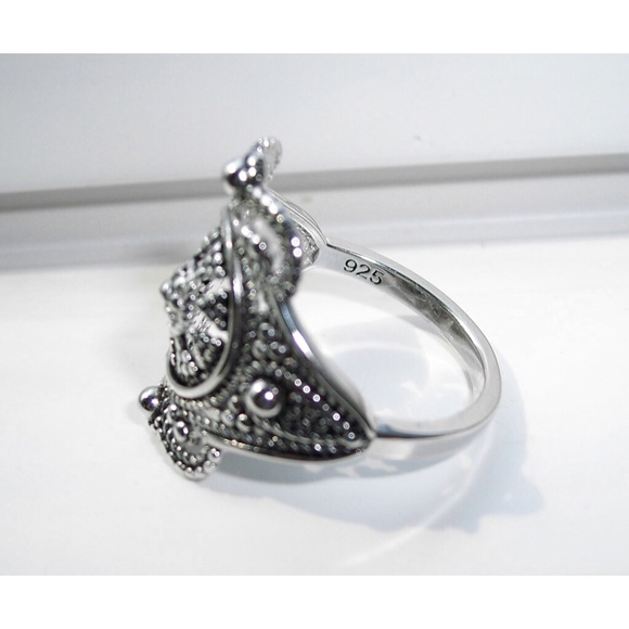 925 STERLING SILVER Rope Beaded Ornate Ring - Picture 11 of 16